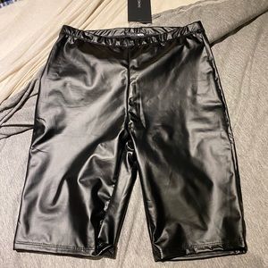 Leather biker shorts